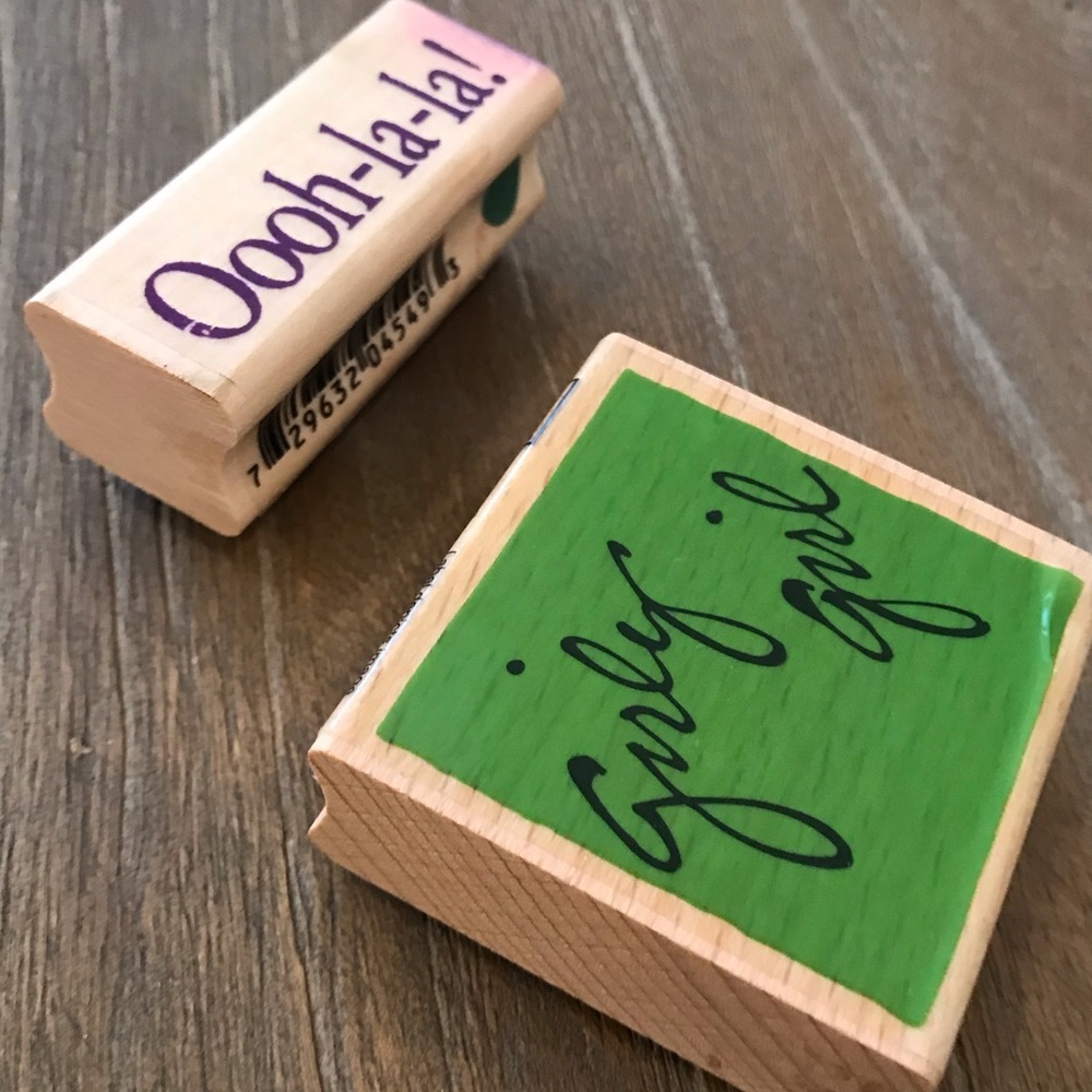 Set Of Two Wood / Rubber Stamps